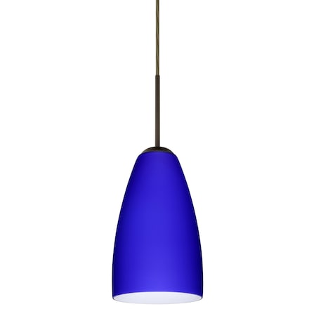 Besa Lighting Riva 9 Cord Pendant, Cobalt Blue Matte, Bronze Finish, 1x75W Incandescent 1JT-1511CM-BR